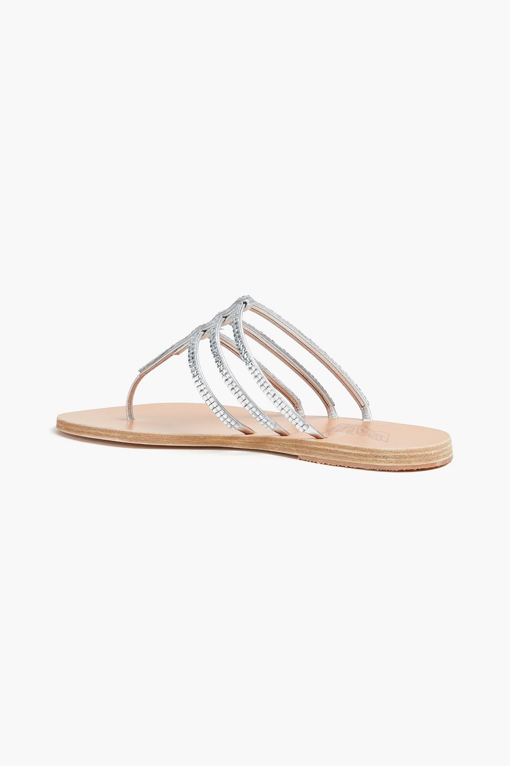ANCIENT GREEK SANDALS صندل "سيرينا" من الجلد مزيّن بالكريستال بلون معدني