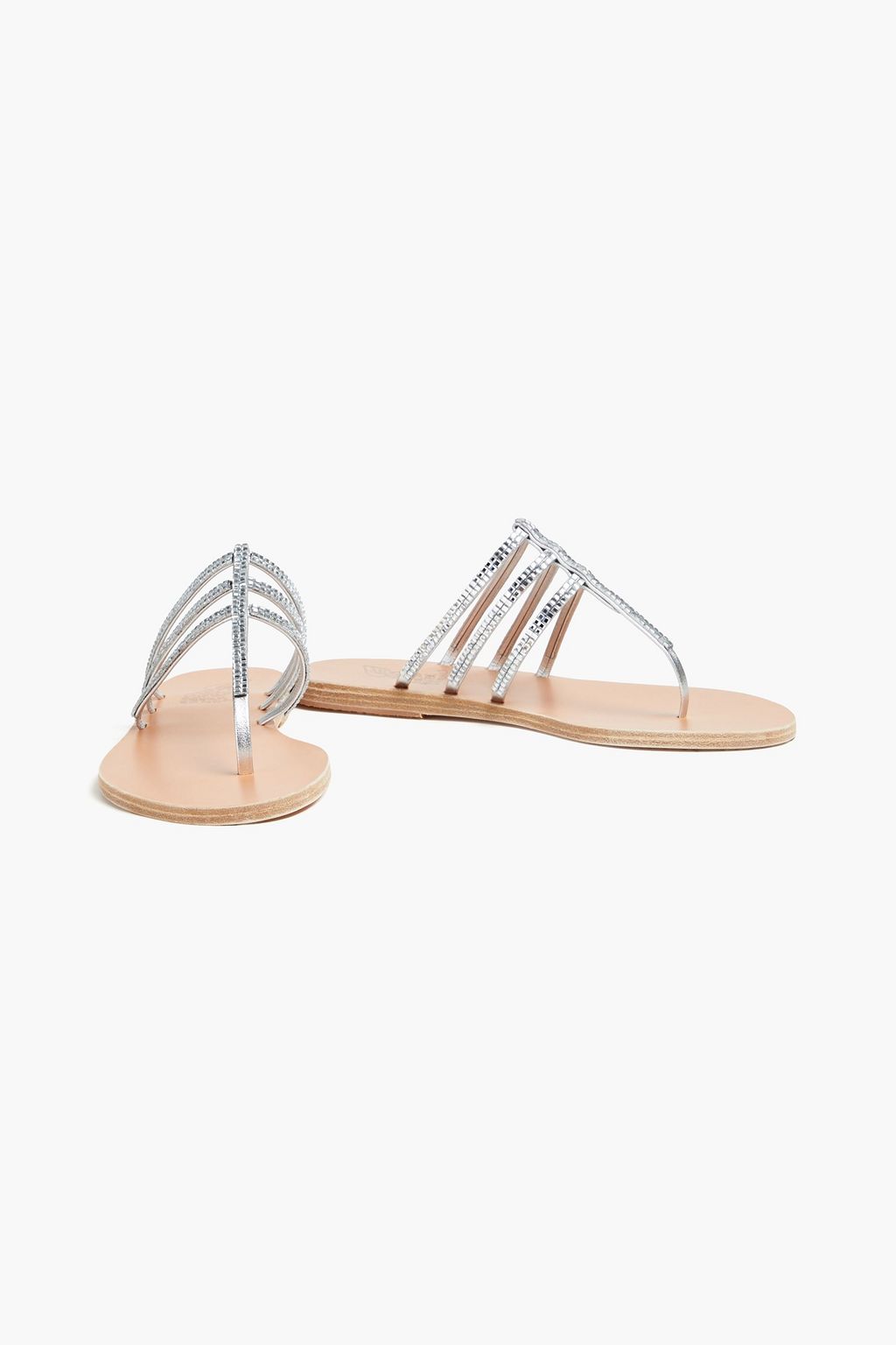 ANCIENT GREEK SANDALS صندل "سيرينا" من الجلد مزيّن بالكريستال بلون معدني