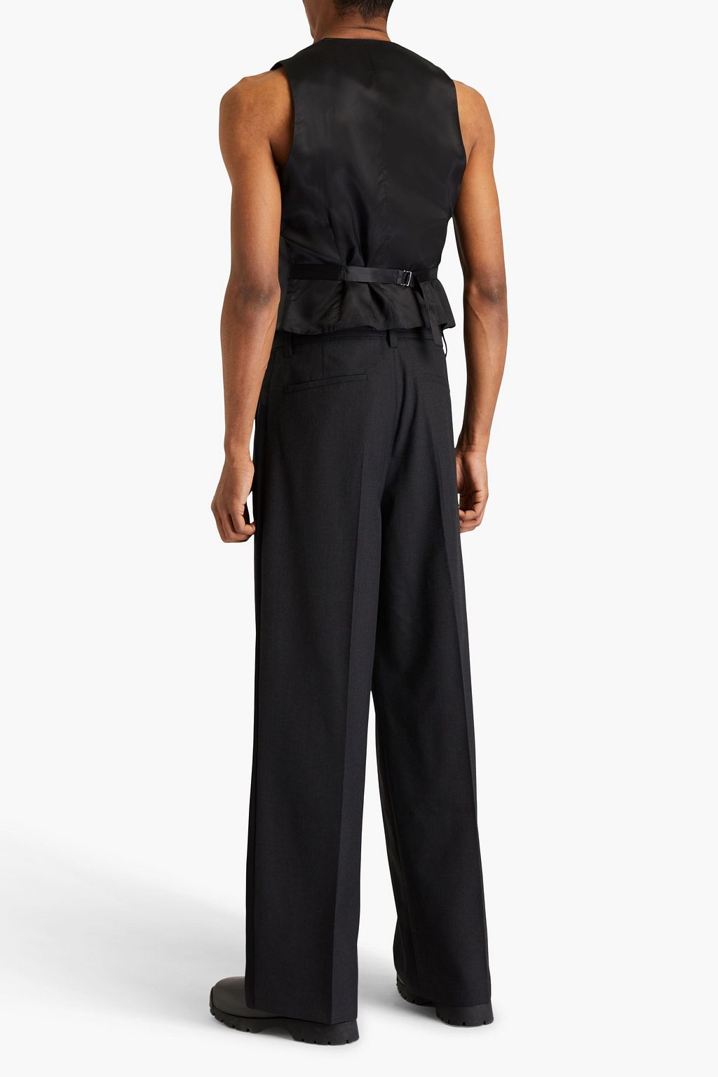NANUSHKA Bento belted pleated grain de poudre pants