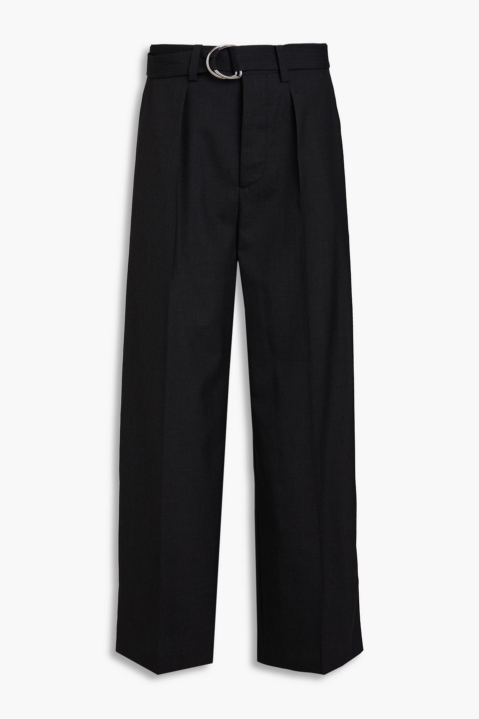 Nanushka Bento Belted Pleated Woven Suit Pants In Charcoal