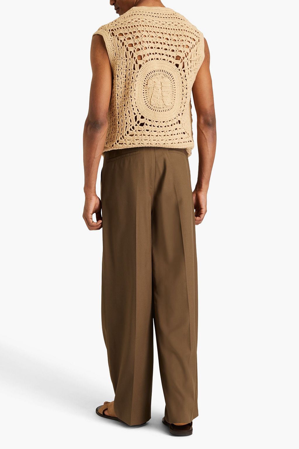 NANUSHKA Bento belted pleated grain de poudre pants