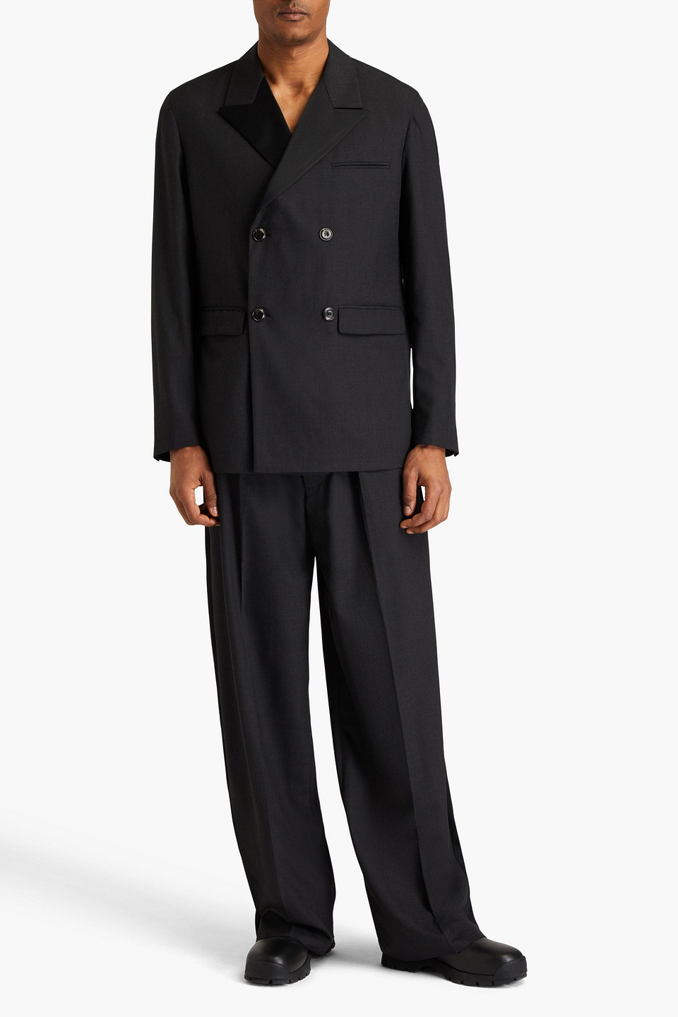 Nanushka Double-breasted Suit Jacket In Charcoal