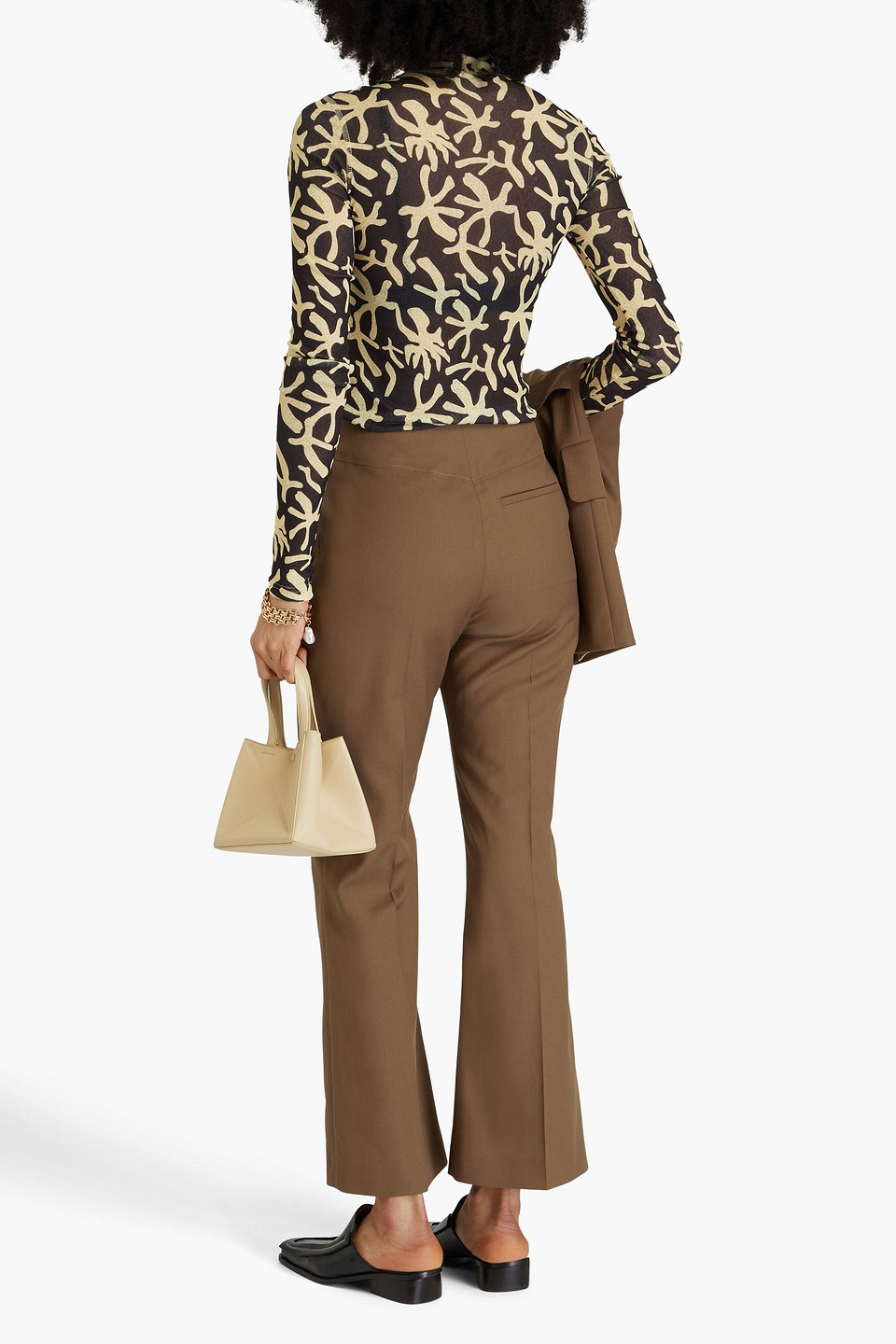 Nanushka Erva Crepe Flared Pants In Brown