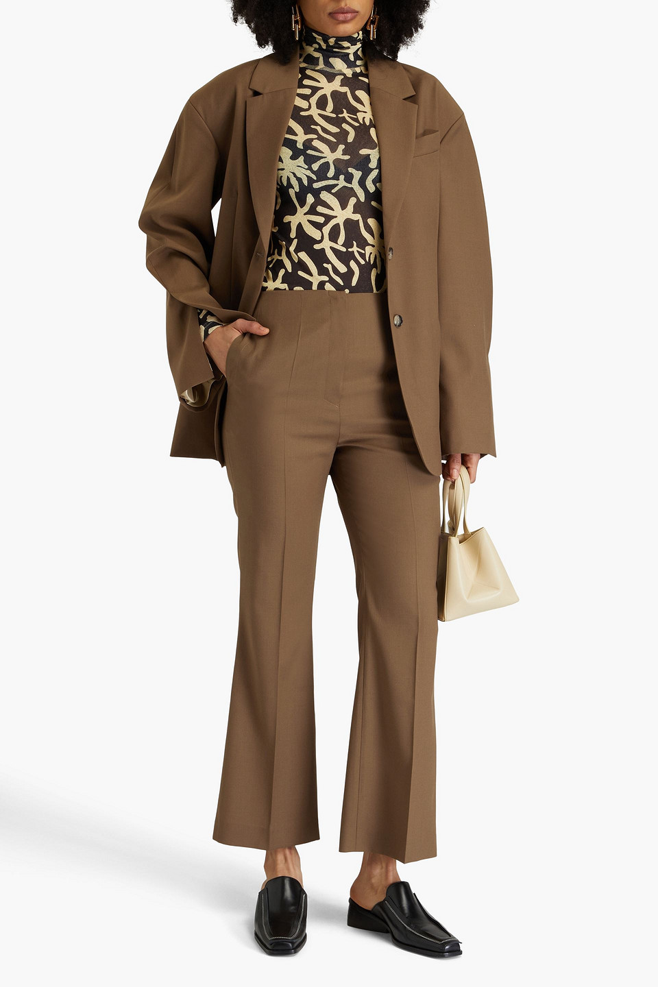 Nanushka Erva Crepe Flared Pants In Brown