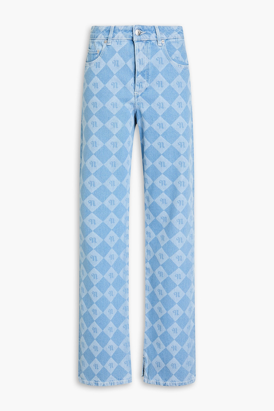 Nanushka Maeson Printed High-rise Straight-leg Jeans In Light Denim