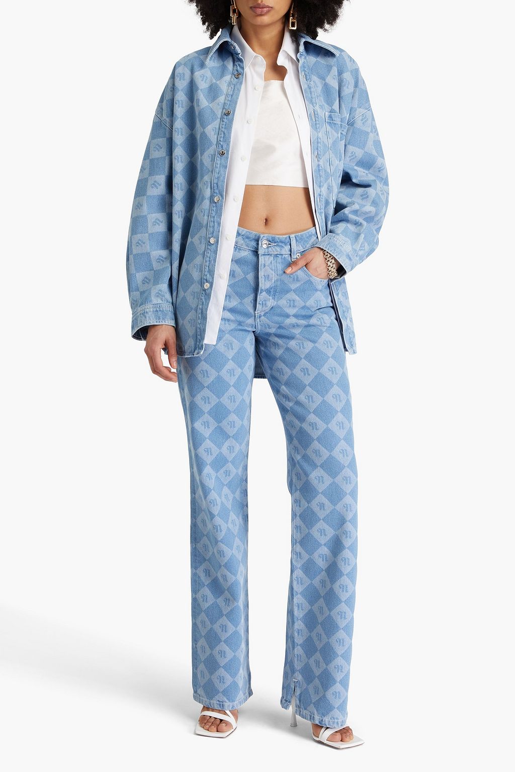 NANUSHKA Maeson logo-print high-rise straight-leg jeans