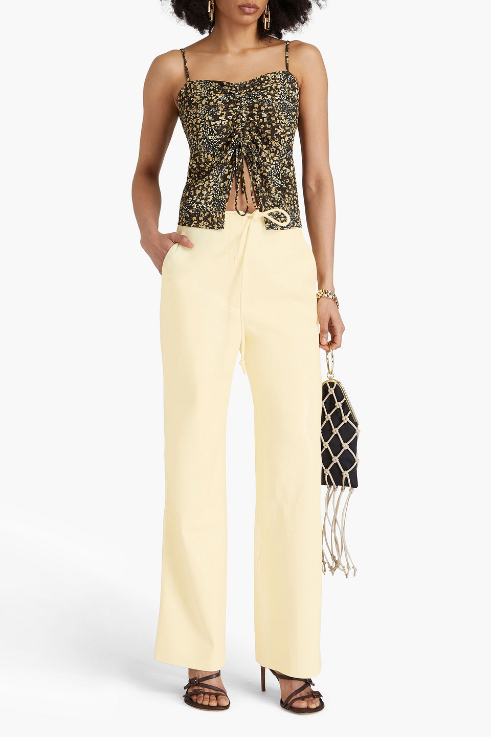 Shop Nanushka Maerle Okobor™ Straight-leg Pants In Pastel Yellow