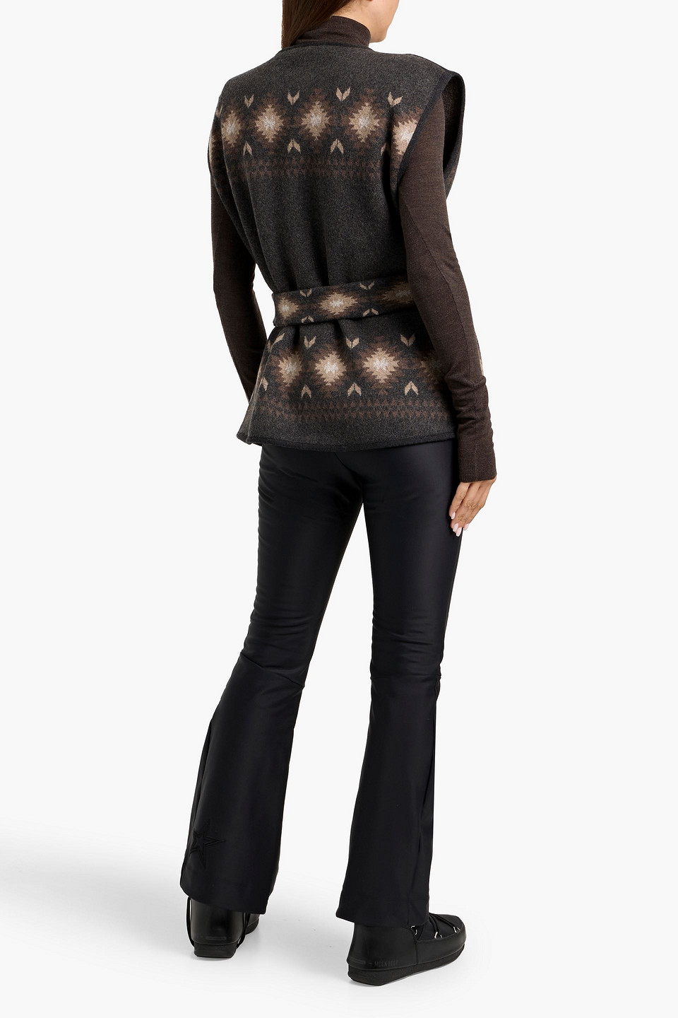 We Norwegians Hovden Belted Leather-trimmed Wool Vest In Multi