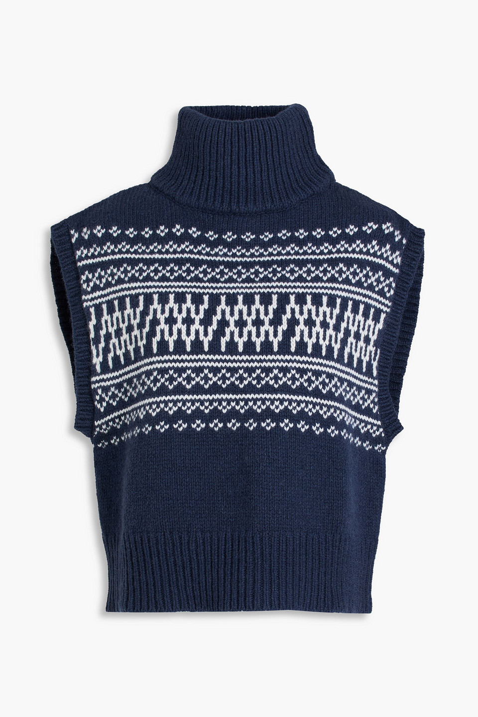 We Norwegians Setesdal Merino Wool And Cashmere-blend Turtleneck Vest In Blue
