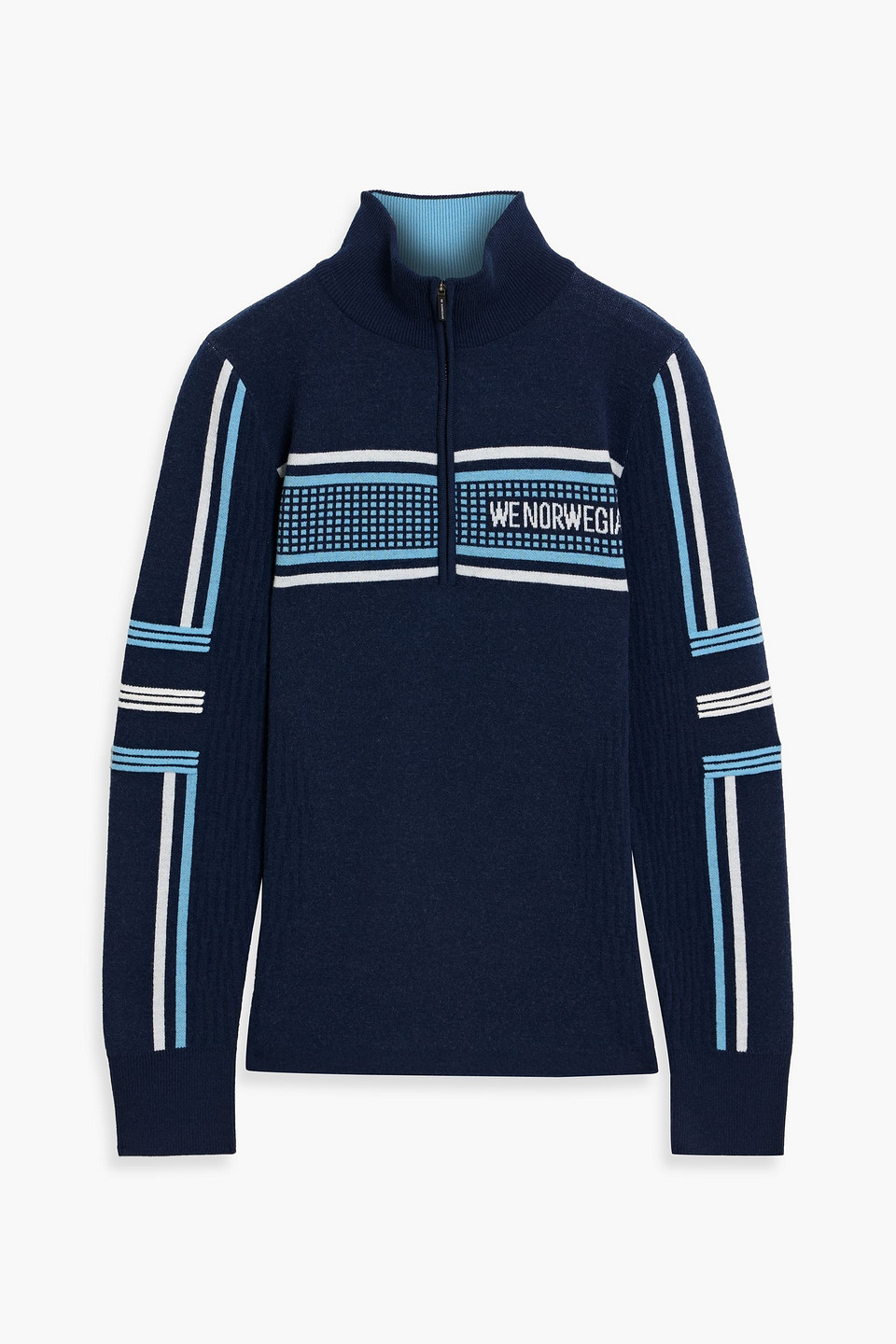 We Norwegians Stryn Jacquard-knit Merino Wool-blend Half-zip Sweater In Blue