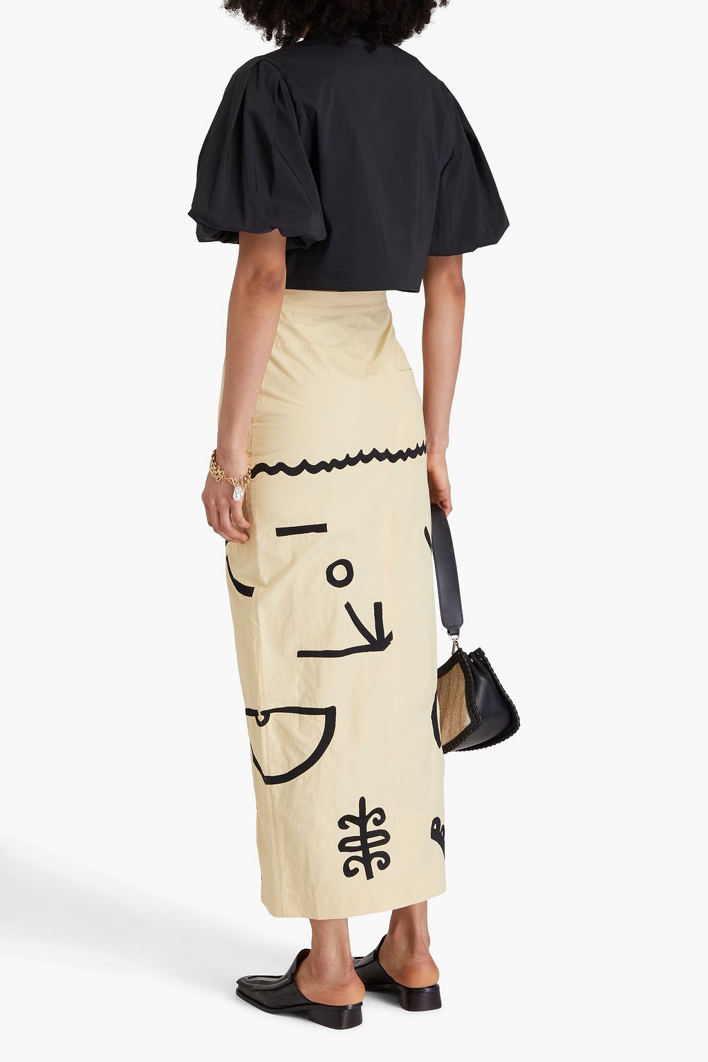 NANUSHKA Marjo embroidered cotton maxi skirt