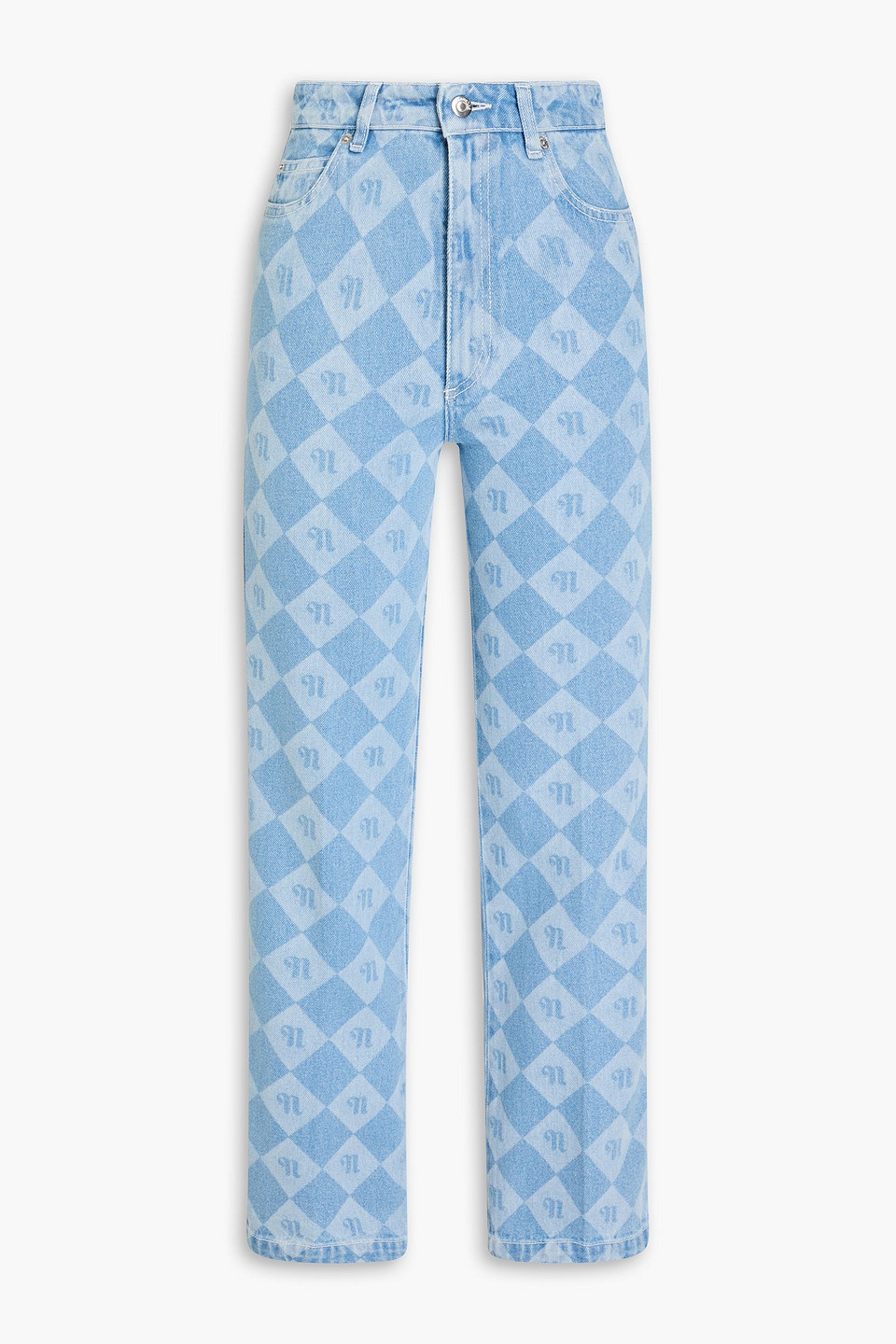 Nanushka Zoey Printed High-rise Flared Jeans In Light Denim