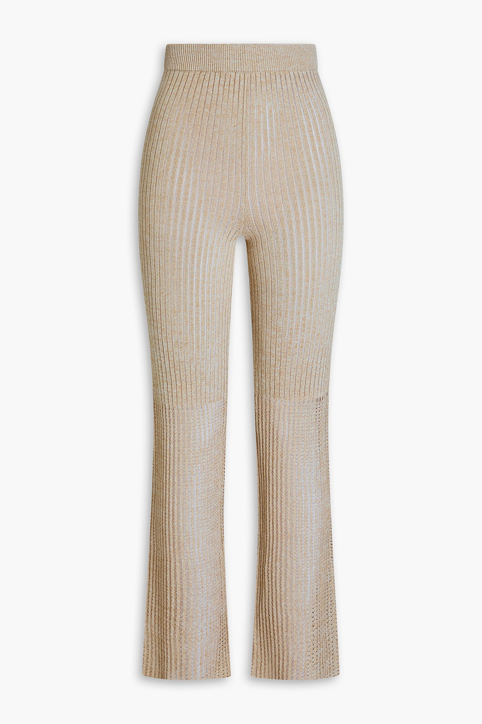 Nanushka High-waisted Ribbed-knit Trousers In Beige