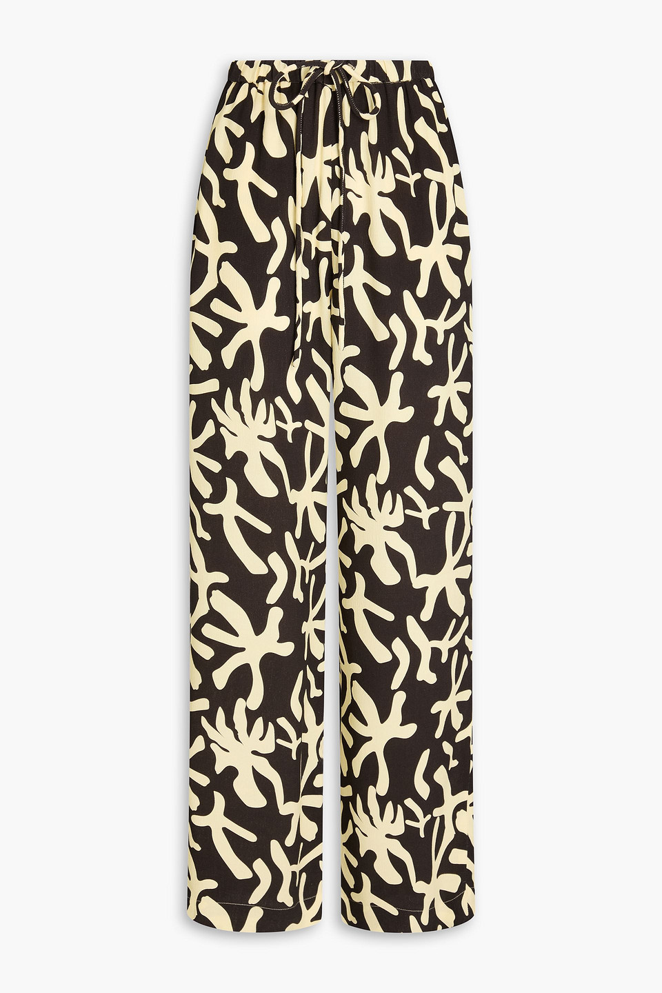 Nanushka Mirela Printed Crepe Wide-leg Pants In Chocolate