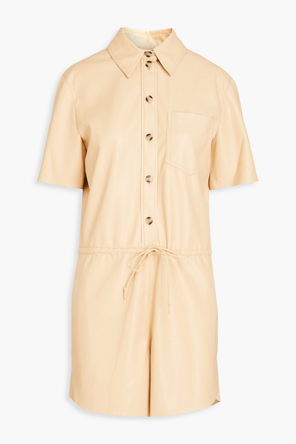 Nanushka Leni Faux Leather Playsuit In Sand