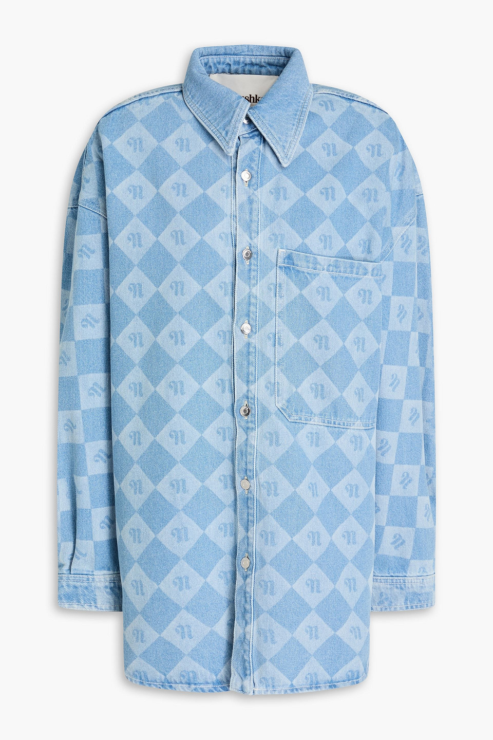 Tristo oversized logo-print denim shirt