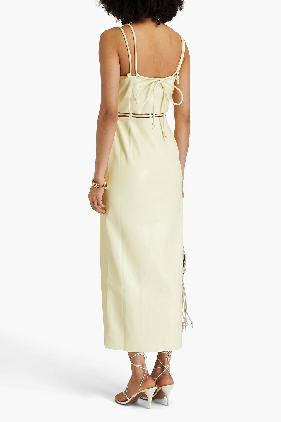 Shop Nanushka Loula Cutout Okobor™ Midi Dress In Pastel Yellow