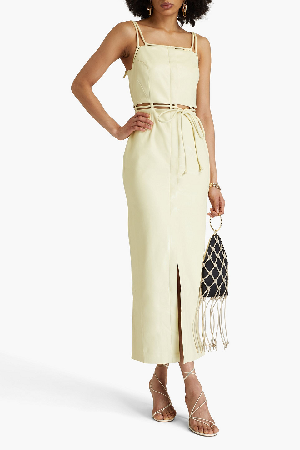 Shop Nanushka Loula Cutout Okobor™ Midi Dress In Pastel Yellow