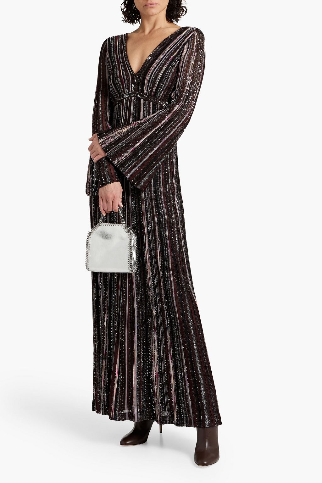 MISSONI Sequinembellished metallic crochetknit maxi dress THE