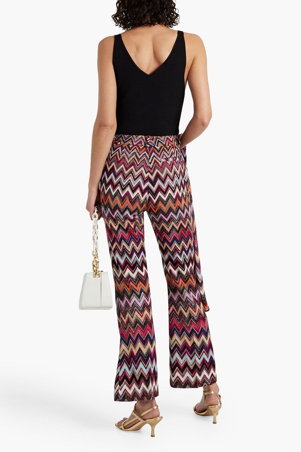 MISSONI Metallic crochet-knit flared pants