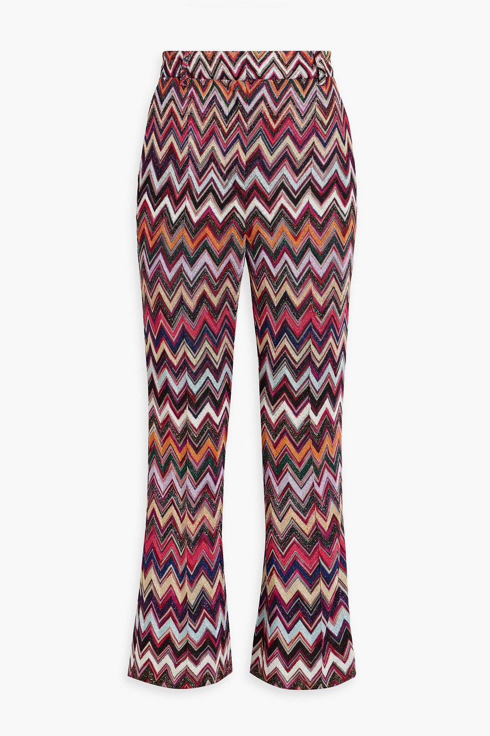 Missoni Metallic Crochet-knit Flared Pants In Fuchsiafarben