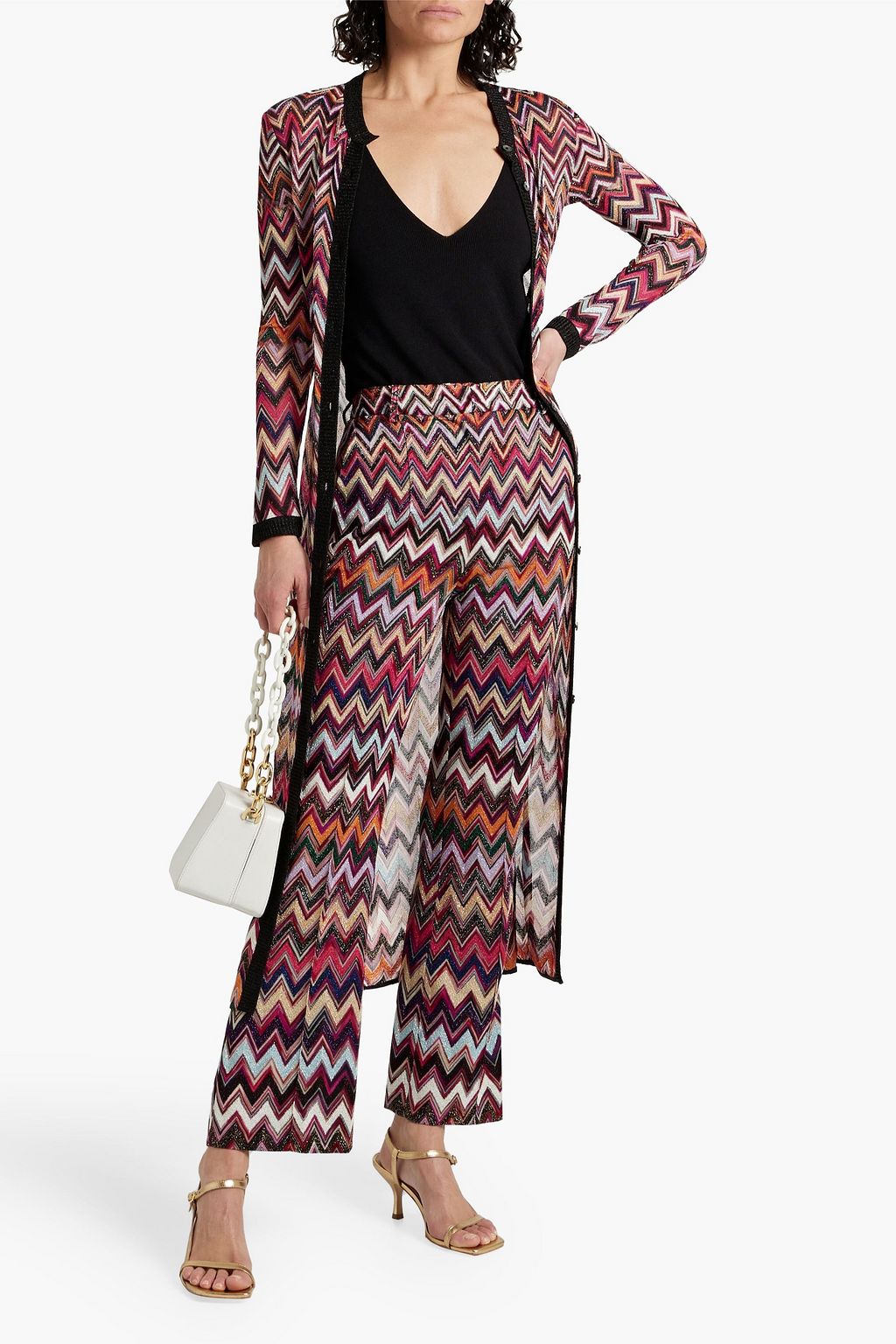 MISSONI Metallic crochet-knit flared pants