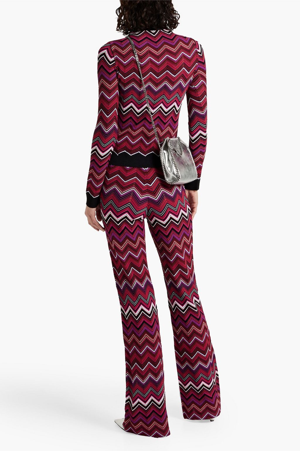 MISSONI بنطلون بقصة واسعة من الأسفل من نسيج بحبكة كروشيه