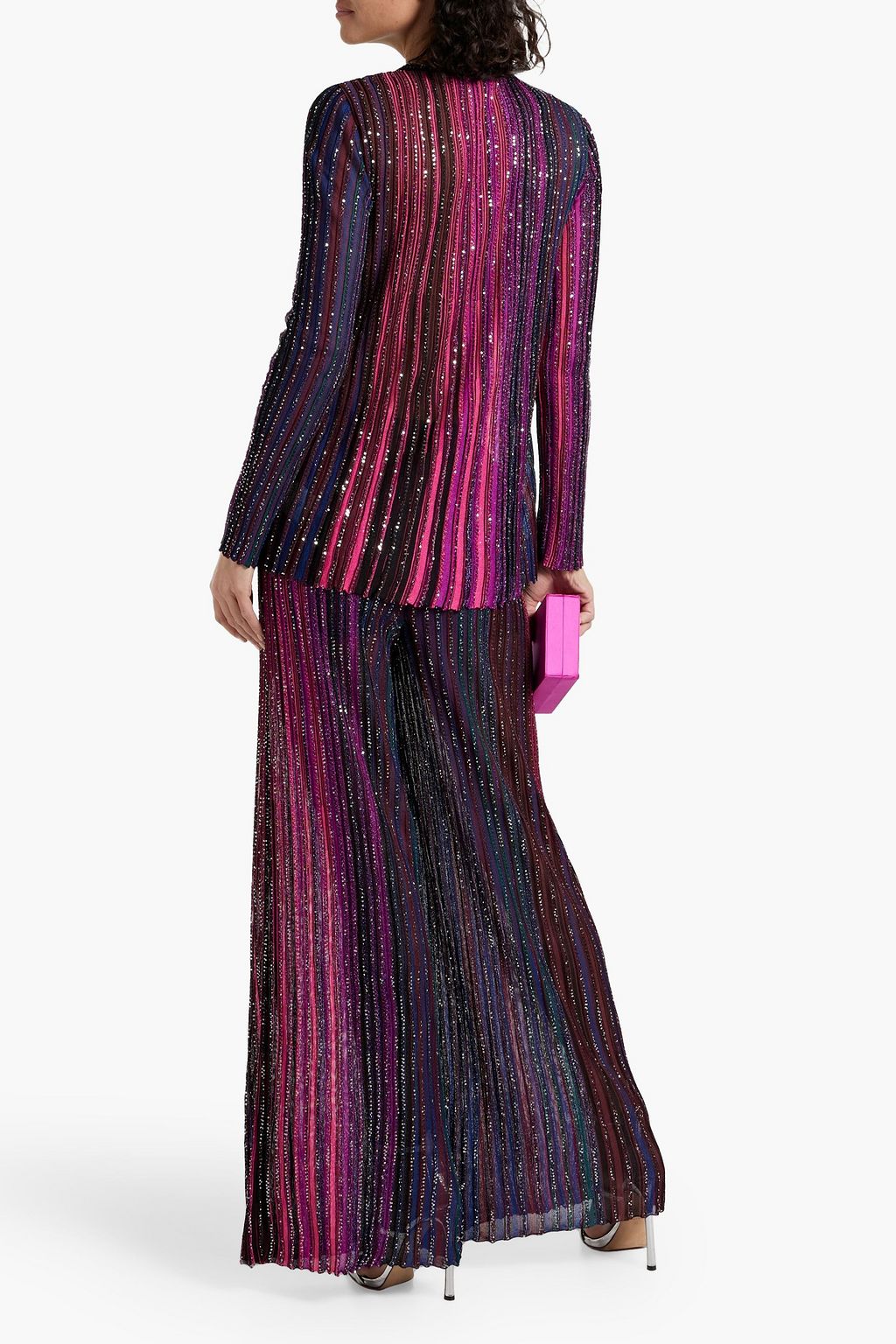 MISSONI بلوزة من نسيج بحبكة مضلّعة مزيّنة بأقراص برّاقة بتصميم مخطط