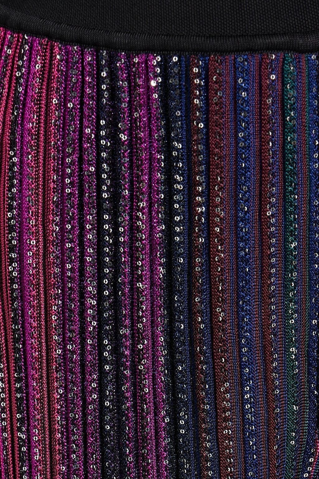 MISSONI بنطال بأرجل واسعة من نسيج بحبكة مضلّعة بتصميم مخطط مزين بأقراص برّاقة