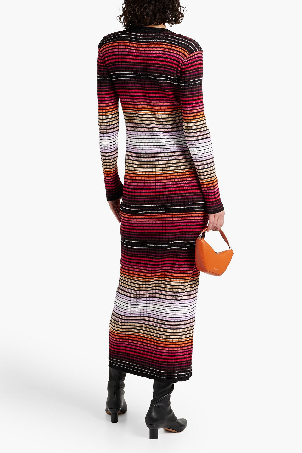 Missoni Striped Ribbed Cotton-blend Maxi Dress In Orange
