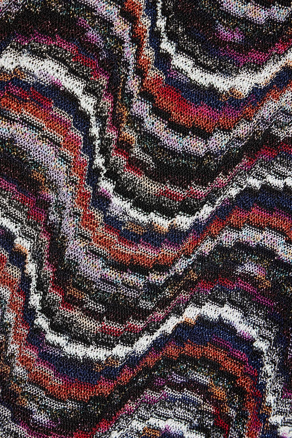 MISSONI فستان قصير من نسيج بحبكة كروشيه بلون معدني
