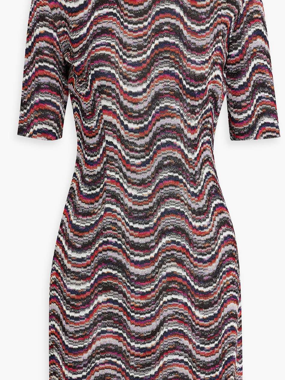 metallic crochet-knit mini dress