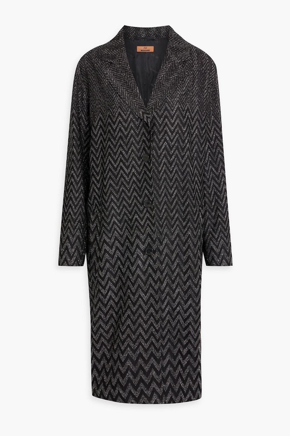 Missoni Metallic Crochet-knit Coat In Schwarz