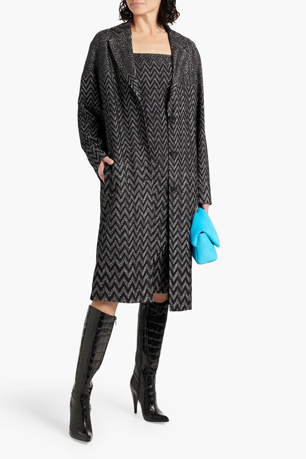 MISSONI Metallic crochet-knit coat