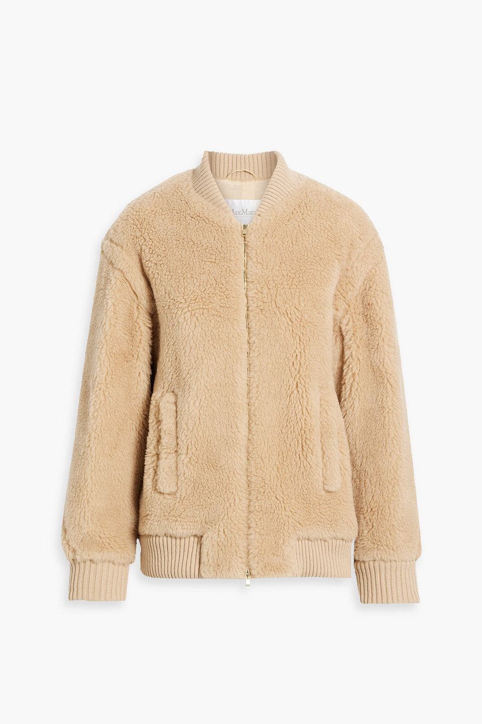 Max Mara Alpaca And Virgin Wool Fur Jacket In Sand