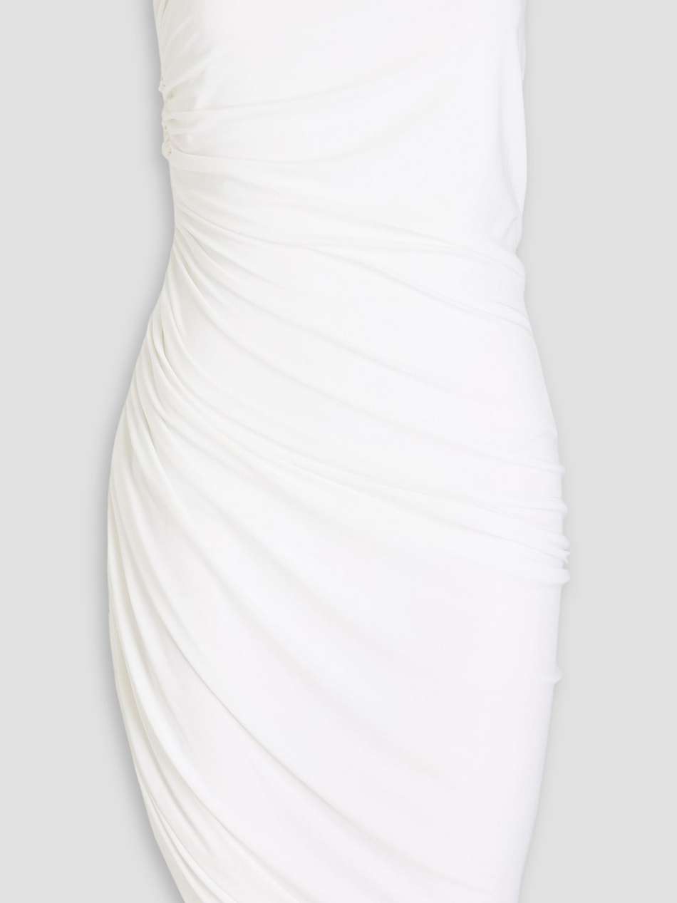 strapless ruched stretch-jersey mini dress