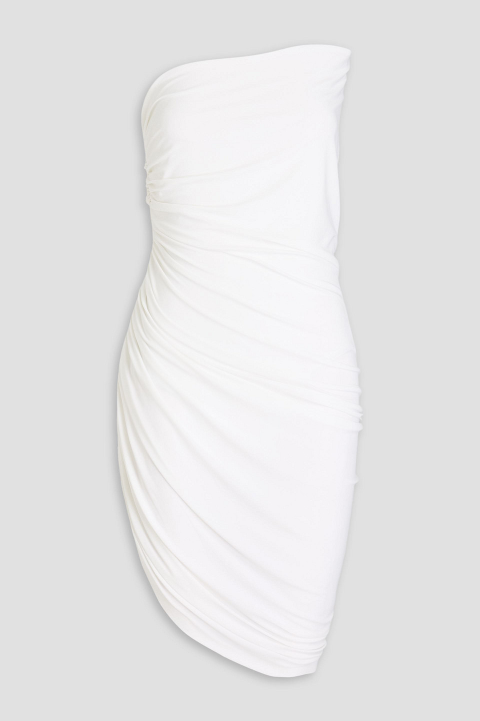 Norma Kamali Strapless Ruched Stretch-jersey Mini Dress In Off-white | ModeSens Norma Kamali Strapless Ruched Stretch-jersey Mini Dress In Off-white | ModeSens