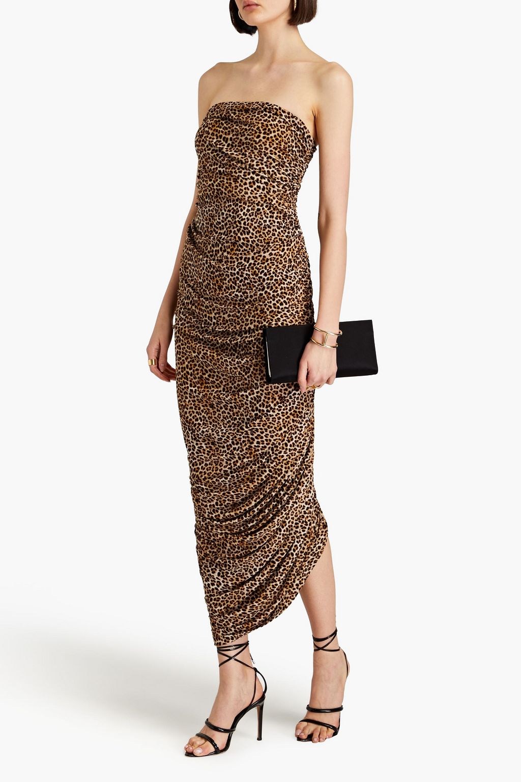 NORMA KAMALI Diana strapless leopard-print stretch-jersey maxi dress