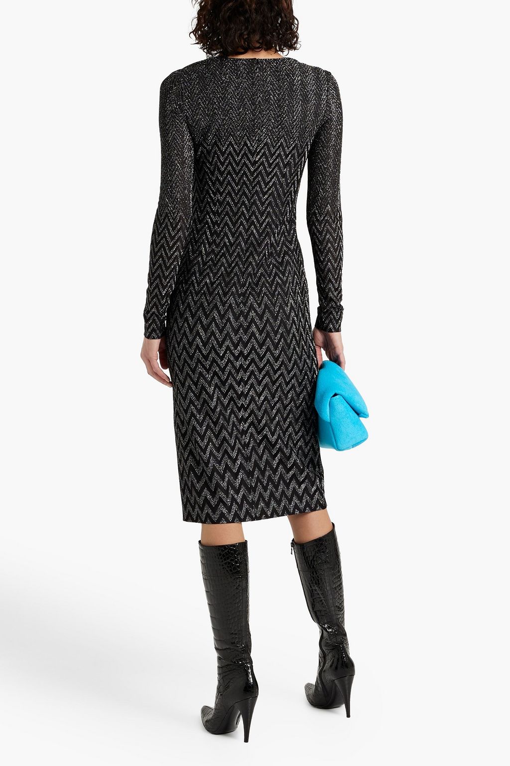 MISSONI فستان من نسيج بحبكة كروشيه بلون معدني
