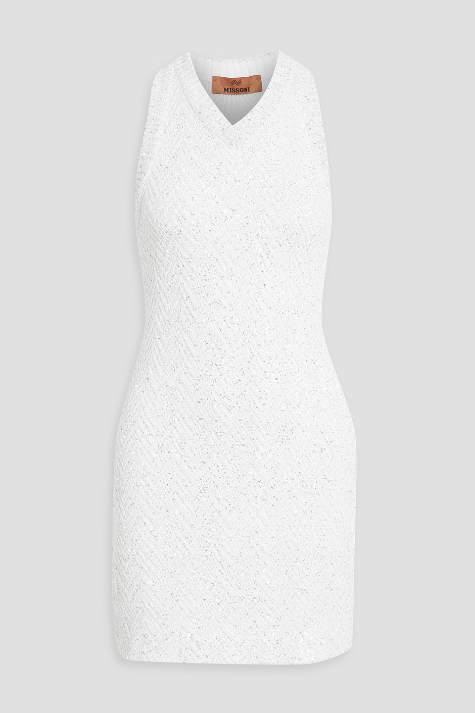 Missoni Sequin-embellished Crochet-knit Mini Dress In White