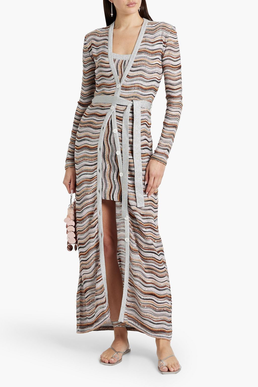 MISSONI 시퀸 장식 메탈릭 크로셰 니트 카디건