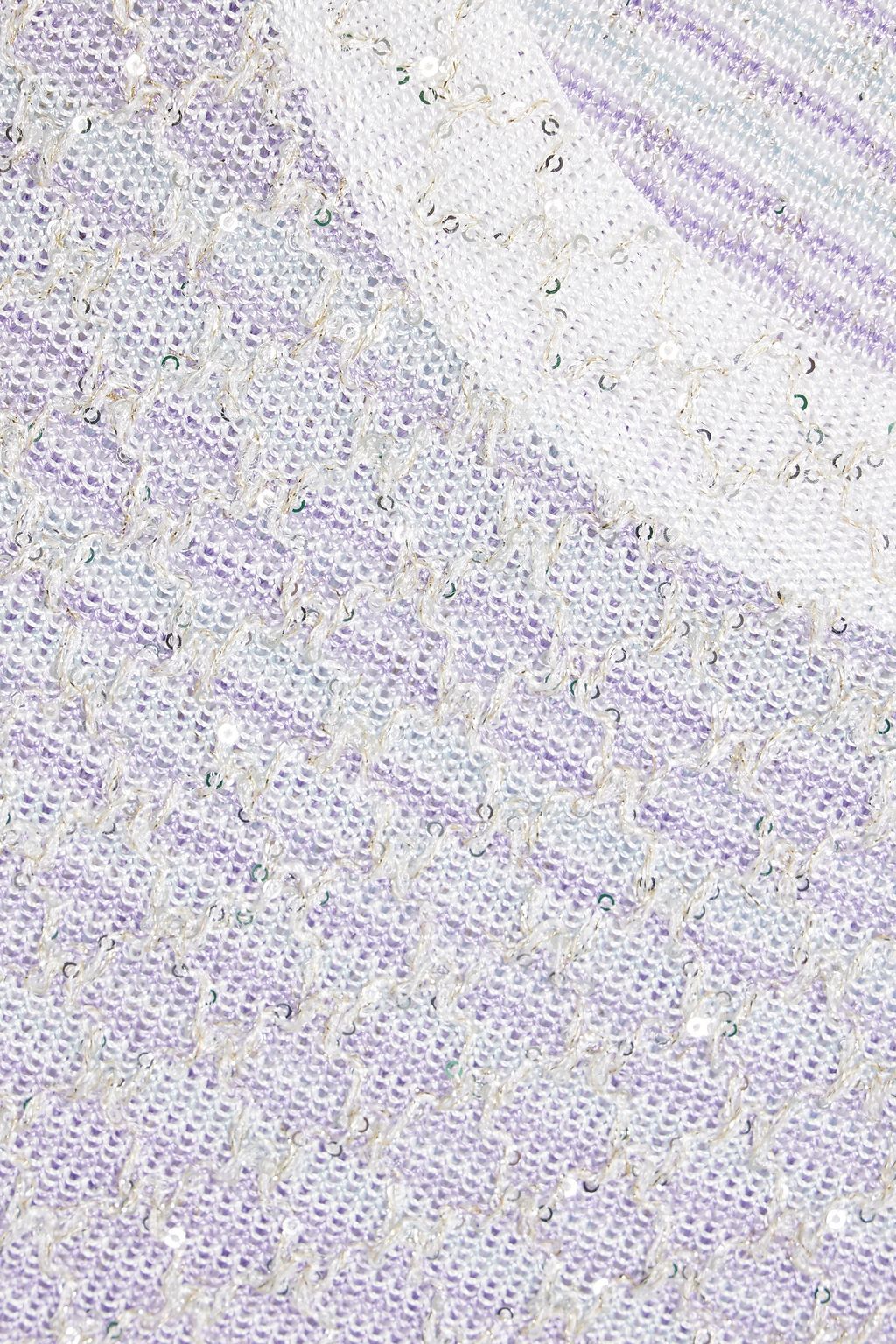MISSONI Embellished striped crochet-knit tank
