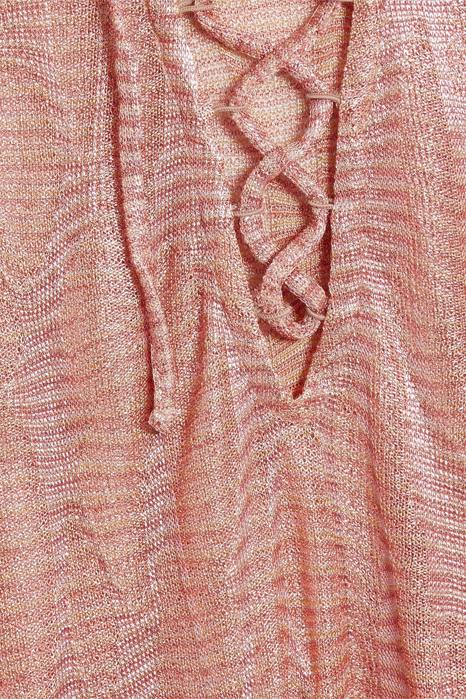 Shop Missoni Metallic Crochet-knit Mini Dress In Baby Pink