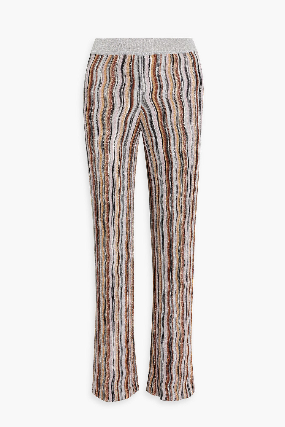 Missoni Sequin-embellished Crochet-knit Flared Pants In Brown