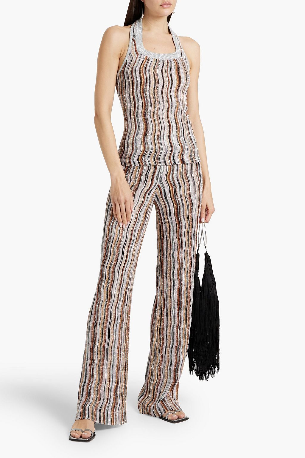 MISSONI Sequin-embellished crochet-knit flared pants
