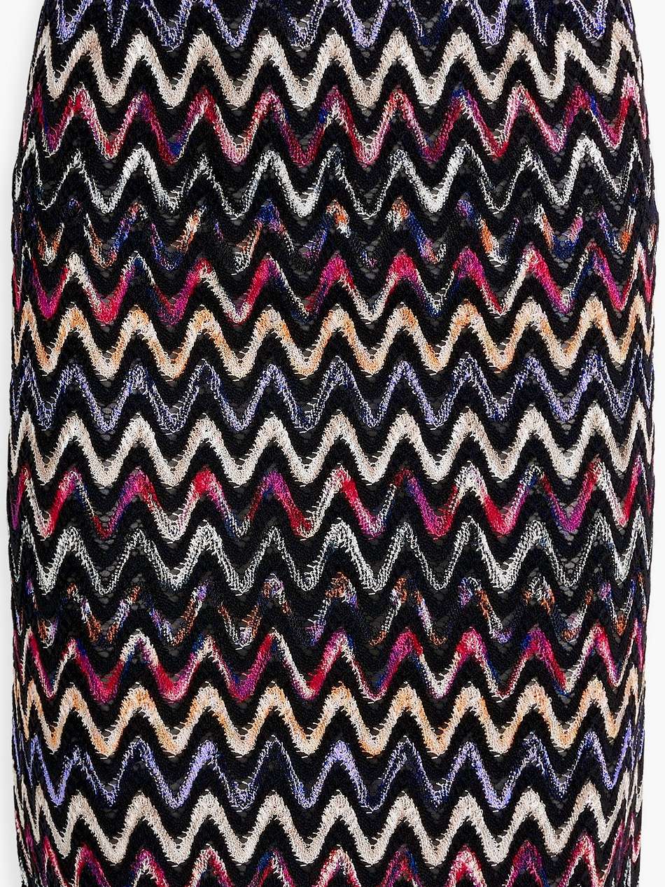 crochet-knit wool-blend pencil skirt