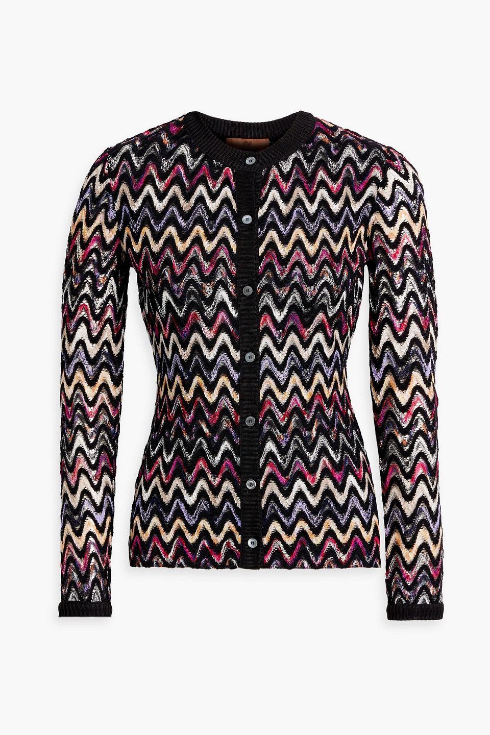 Shop Missoni Crochet-knit Wool-blend Cardigan In Schwarz