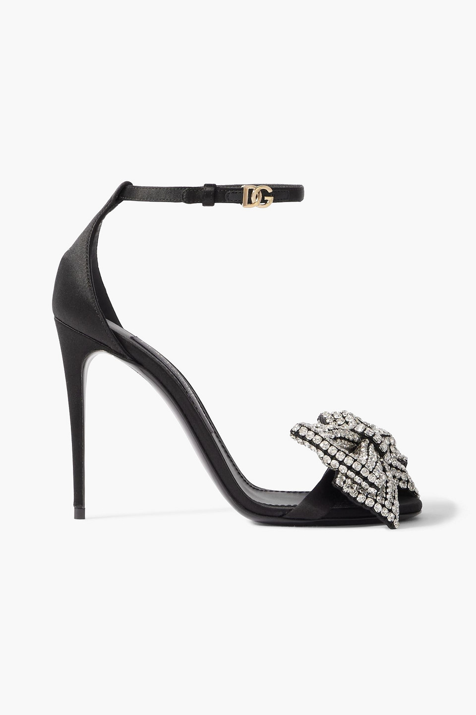 dolce & gabbana - crystal-embellished satin pumps - black - eu 39