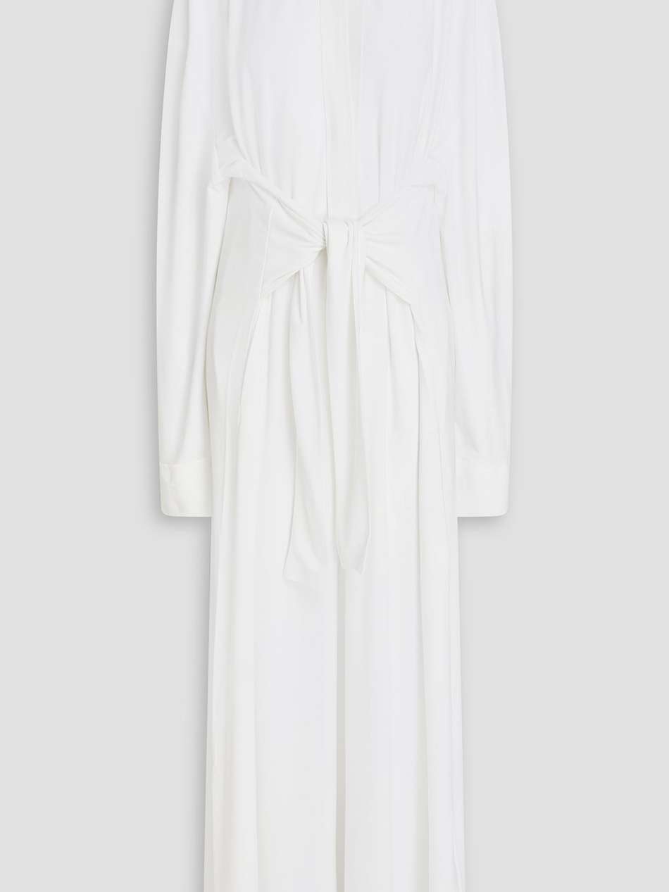 tie-front stretch-jersey wide-leg jumpsuit