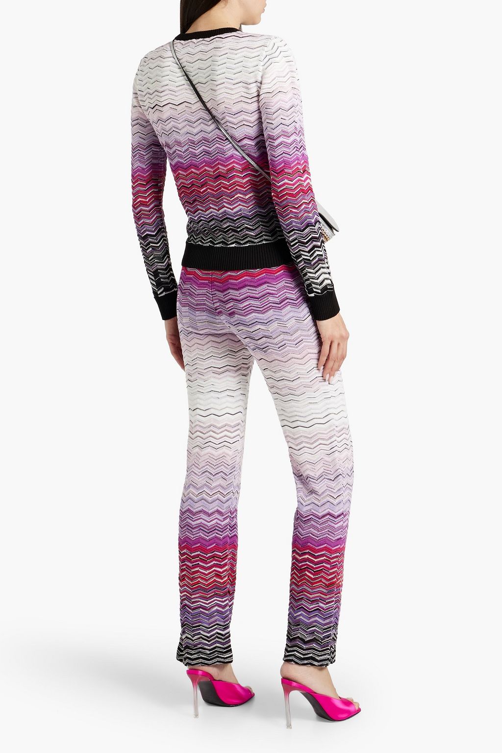 MISSONI بنطلون بقصة واسعة من الأسفل من مزيج من القطن بحبكة كروشيه